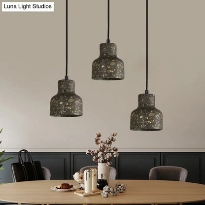Terrazzo Cement Pendant Light with Adjustable Cord, Single Bulb Fixture for Kitchen Island, Entryway & Dining Room, Modern Industrial