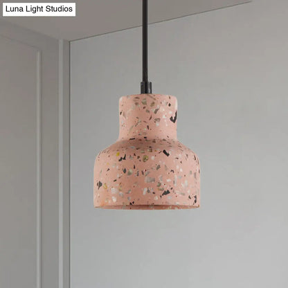 Terrazzo Cement Pendant Light with Adjustable Cord, Single Bulb Fixture for Kitchen Island, Entryway & Dining Room, Modern Industrial