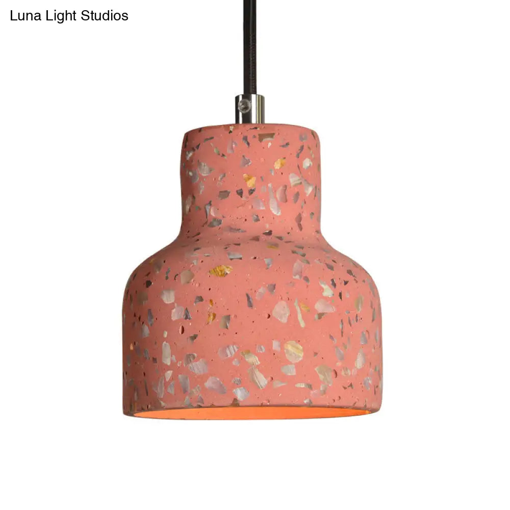 Terrazzo Cement Pendant Light with Adjustable Cord, Single Bulb Fixture for Kitchen Island, Entryway & Dining Room, Modern Industrial