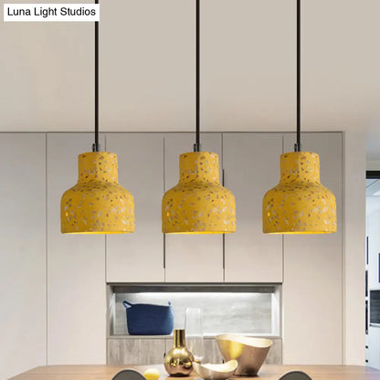 Terrazzo Cement Pendant Light with Adjustable Cord, Single Bulb Fixture for Kitchen Island, Entryway & Dining Room, Modern Industrial
