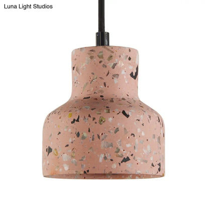 Terrazzo Cement Pendant Light with Adjustable Cord, Single Bulb Fixture for Kitchen Island, Entryway & Dining Room, Modern Industrial