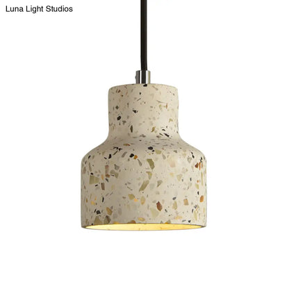 Terrazzo Cement Pendant Light with Adjustable Cord, Single Bulb Fixture for Kitchen Island, Entryway & Dining Room, Modern Industrial