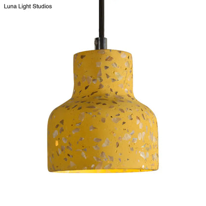 Terrazzo Cement Pendant Light with Adjustable Cord, Single Bulb Fixture for Kitchen Island, Entryway & Dining Room, Modern Industrial