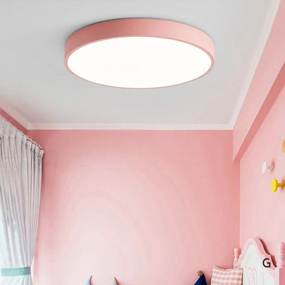 Modern Flush-Mount LED Ceiling Light with Wood Accent – Round Dome Design for Bedroom, Living Room & Office