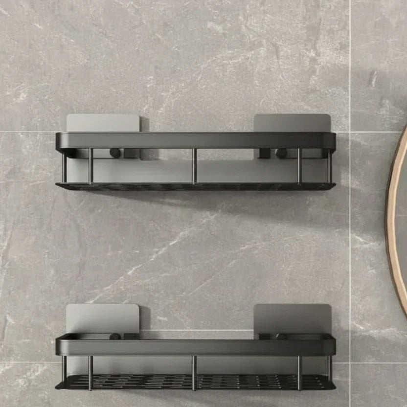 Adhesive Bathroom Corner Shelf - No Drill Wall Organizer with Strong Hold for Shampoo, Soap & Toiletries - ABS & Stainless Steel