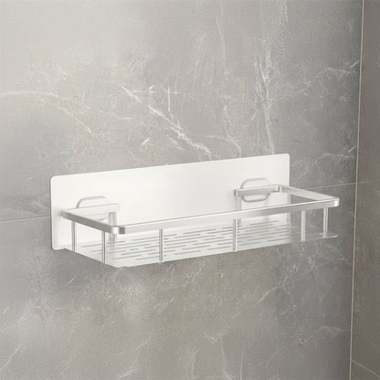 Adhesive Bathroom Corner Shelf - No Drill Wall Organizer with Strong Hold for Shampoo, Soap & Toiletries - ABS & Stainless Steel