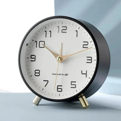 Contemporary Desk Clock Silent Sweep Movement Metal Frame Glass Face 6 Colors Bedroom Office Nightstand Quiet Timepiece Minimalist