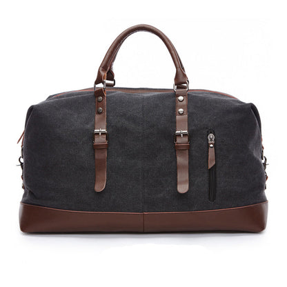 Canvas & Leather Weekend Duffel Travel Bag with Shoulder Strap for Overnight Trips, Gym & Carry-On