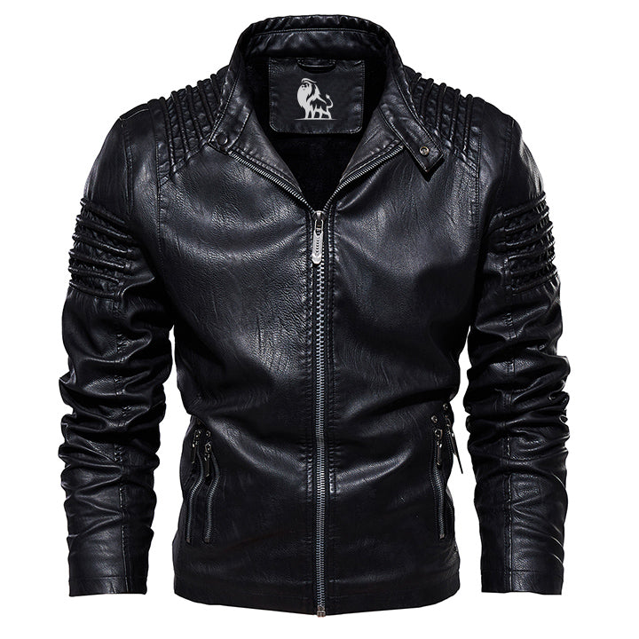 Premium Faux Leather Moto Jacket for Men – Water-Resistant with Scratch-Proof Finish – Classic Black Outerwear