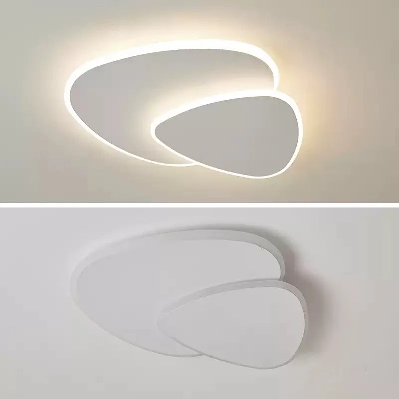 Sculptural LED Flush Mount Light Fixture 16-20 in Layered Acrylic White for Bedroom Hallway Contemporary Overhead Lighting Home Interior Dec