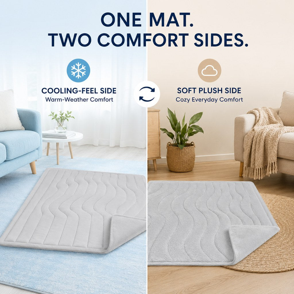 Ortekor Reversible All-Season Cooling-Feel Pet Mat for Dogs & Cats - Home, Crate & Car Comfort Without Water, Freezing or Power