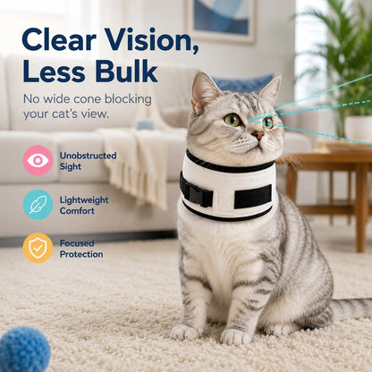 Ortekor Soft Cat Recovery Collar for Post-Surgery Care - Adjustable Anti-Lick Fleece Neck Wrap