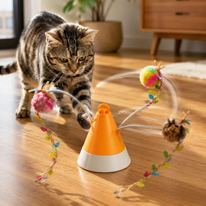 Ortekor MiaSpin 360 Magnetic Rotating Cat Teaser Toy for Indoor Cats - USB-C Hands-Free Play to Beat Boredom