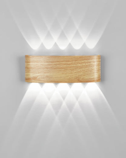 Aluminum Up-Down Sconce 10W 3000K Wood-Grain Indoor Outdoor Hallway Balcony Entryway Modern Bidirectional Ambient Accent Fixture IP65