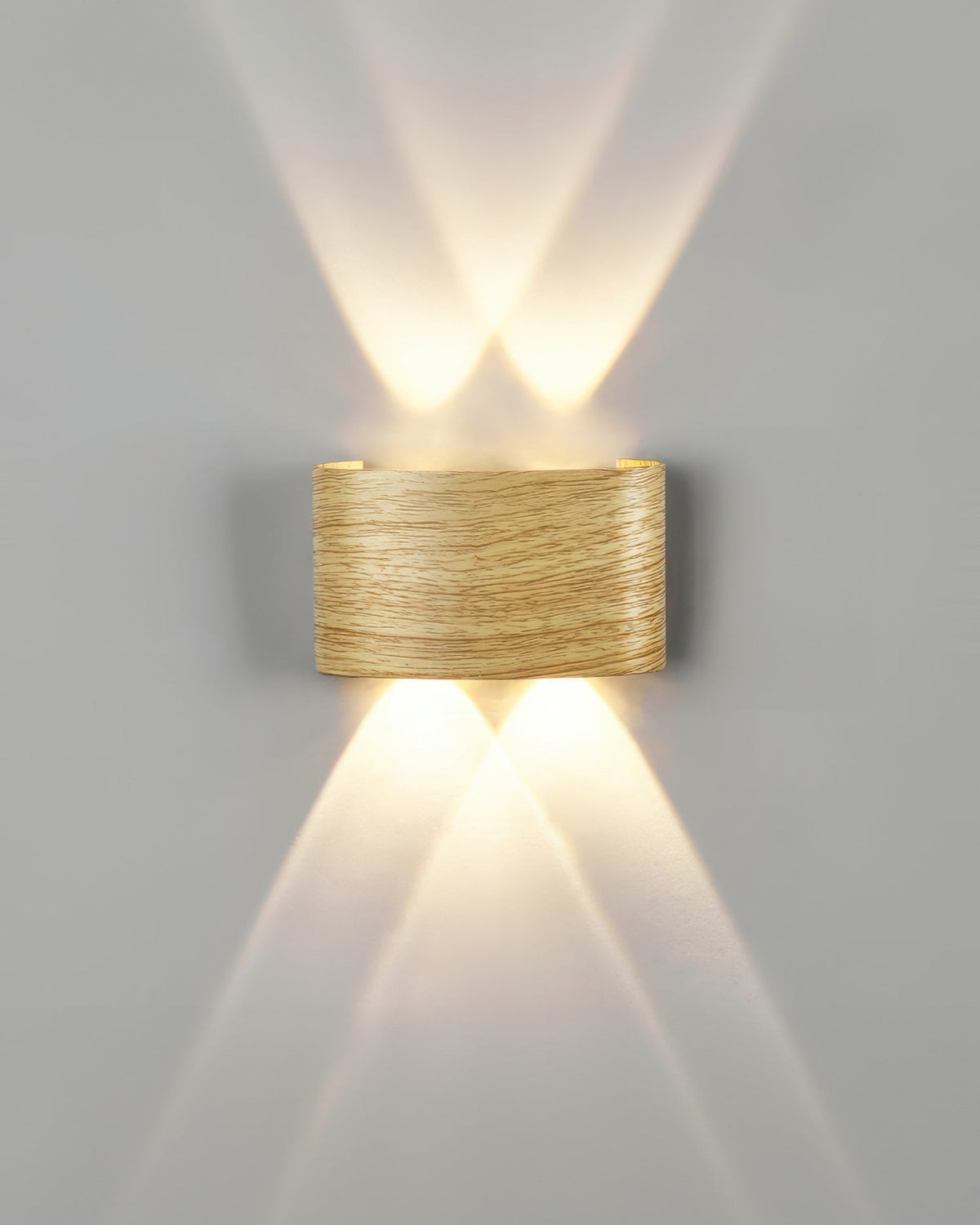 Aluminum Up-Down Sconce 10W 3000K Wood-Grain Indoor Outdoor Hallway Balcony Entryway Modern Bidirectional Ambient Accent Fixture IP65