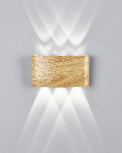 Aluminum Up-Down Sconce 10W 3000K Wood-Grain Indoor Outdoor Hallway Balcony Entryway Modern Bidirectional Ambient Accent Fixture IP65
