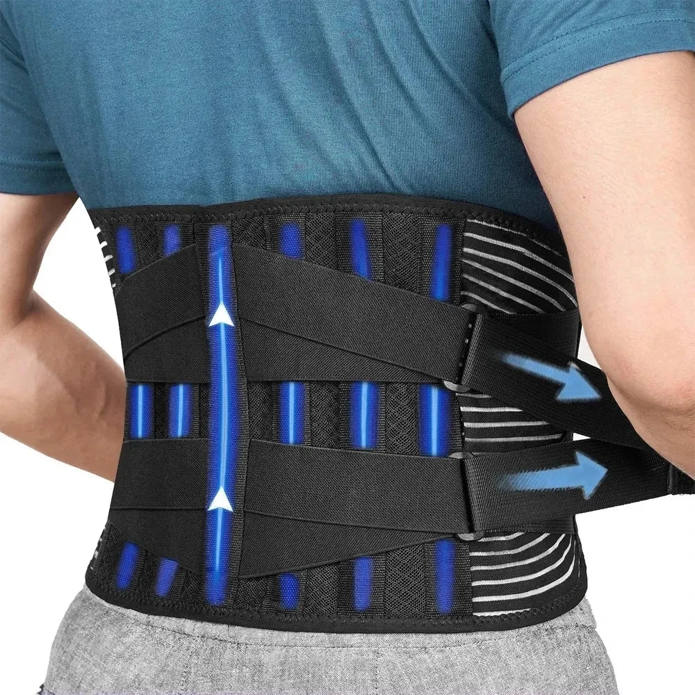 OrthoFlexa | 360° Lumbar Support Belt with Memory Aluminum & Steel Springs | Breathable Design for Pain Relief