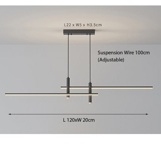 Linear LED Hanging Light for Kitchen Island, Dining Table – Sleek Aluminum Fixture, Adjustable Height, Dimmable Modern Ceiling Lighting for