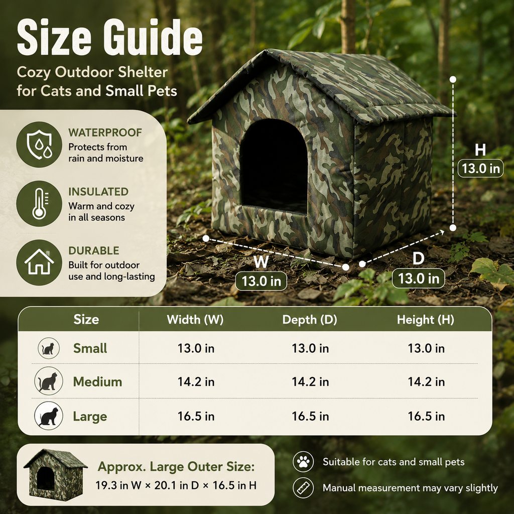 Ortekor Weather-Resistant Outdoor Cat House for Porches & Backyards - Cozy Shelter for Cats & Small Dogs