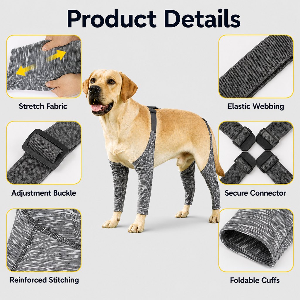 Ortekor 4-Leg Outdoor Dog Sleeves for Walks - Helps Keep Legs Cleaner