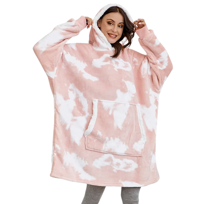 Oversized Wearable Throw with Hood & Front Pocket for Couch Lounging, Streaming & Staying Warm Indoors or Outdoors