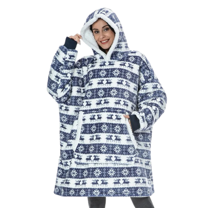 Oversized Wearable Throw with Hood & Front Pocket for Couch Lounging, Streaming & Staying Warm Indoors or Outdoors
