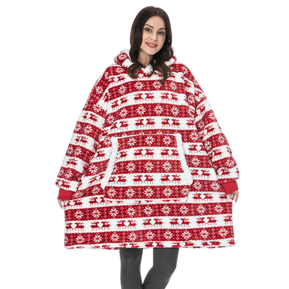 Oversized Wearable Throw with Hood & Front Pocket for Couch Lounging, Streaming & Staying Warm Indoors or Outdoors