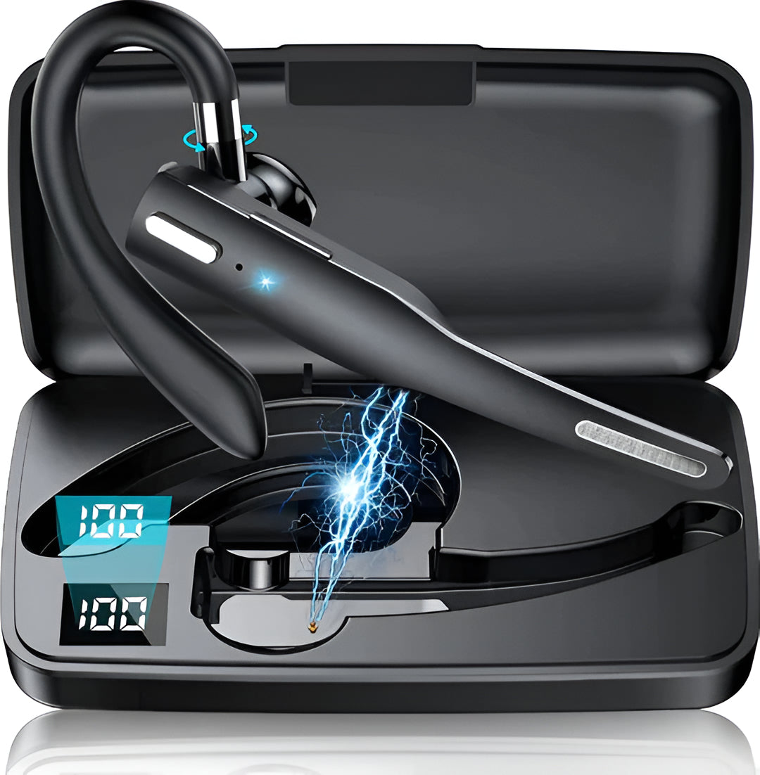 Over-Ear Bluetooth Headset with Dual Microphone Noise Reduction for Calls and Work | Professional Hands-Free Earpiece for Truckers Drivers R