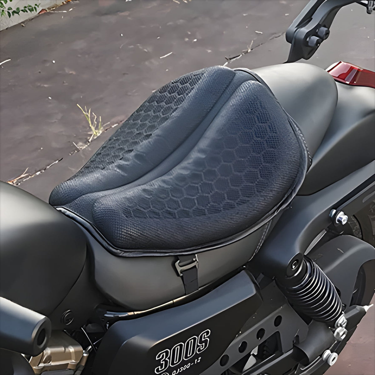 Gel Motorcycle Seat Cushion with Shock Absorption for Long Rides – Breathable Honeycomb Design, Non-Slip Bottom, Universal Fit for Touring