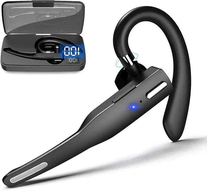 Single-Ear Wireless Earpiece with Noise Reduction & 33 ft Range for Driving, Delivery & Field Work