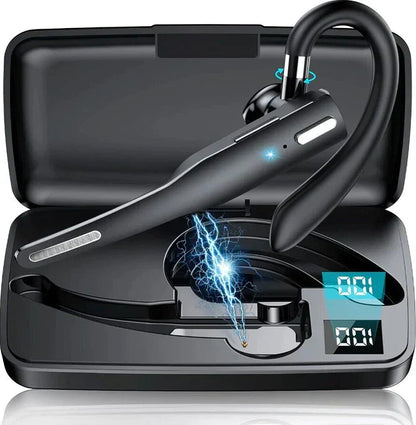 Wireless Bluetooth Earpiece with Dual-Mic Noise Canceling for Hands-Free Calling, 25-Hour Battery for Drivers & Professionals