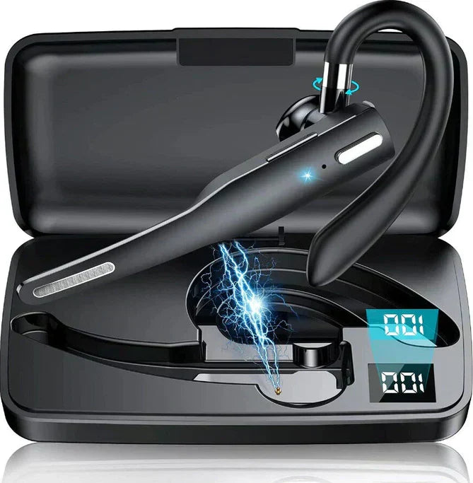 Single-Ear Wireless Earpiece with Noise Reduction & 33 ft Range for Driving, Delivery & Field Work