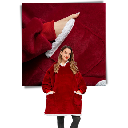 Oversized Wearable Throw with Hood & Front Pocket for Couch Lounging, Streaming & Staying Warm Indoors or Outdoors