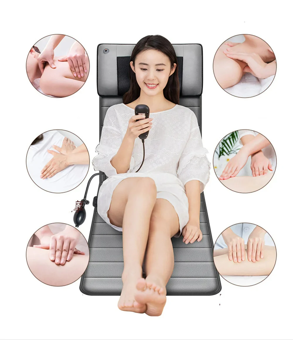 Electric Massage Pad with Heat Therapy – Vibrating Cushion Mat for Back, Neck & Body – 9 Intensity Levels – Carbon Fiber Heating Technology