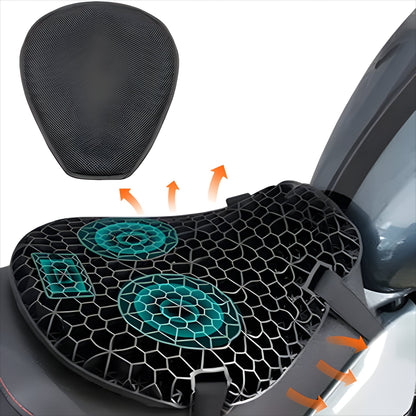 Gel Motorcycle Seat Cushion with Shock Absorption for Long Rides – Breathable Honeycomb Design, Non-Slip Bottom, Universal Fit for Touring