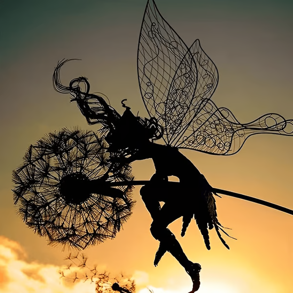 Metal Fairy Garden Stakes for Outdoor & Indoor Yard Decoration | Weather-Resistant Silhouette Art | Set of Whimsical Lawn Ornaments for