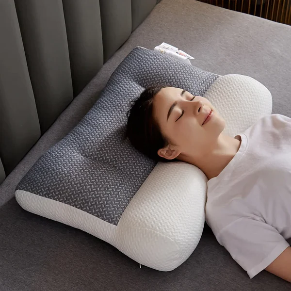 Ergonomic Contour Sleep Pillow with Ear Recess for Side & Back Sleepers – Cervical Alignment Support, Breathable Polyester-Soy Fill