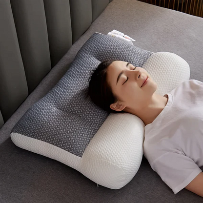 Ergonomic Contour Sleep Pillow with Ear Recess for Side & Back Sleepers – Cervical Alignment Support, Breathable Polyester-Soy Fill