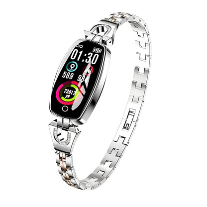Women's Activity Tracker Bracelet with Heart Rate & Sleep Monitor, Waterproof Wearable Wellness Band with Jewelry Chain Design for iPhone &