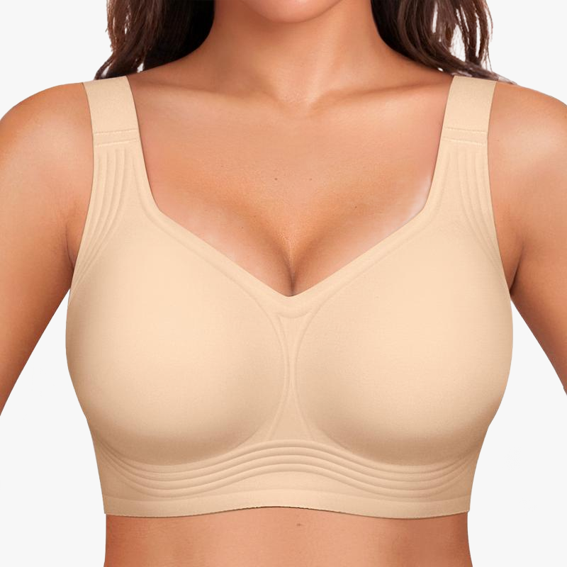 Wireless Push-Up Comfort Bra with Silicone Support Bands for All-Day Lift and Shape