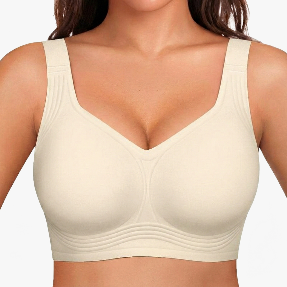 Wireless Push-Up Comfort Bra with Silicone Support Bands for All-Day Lift and Shape