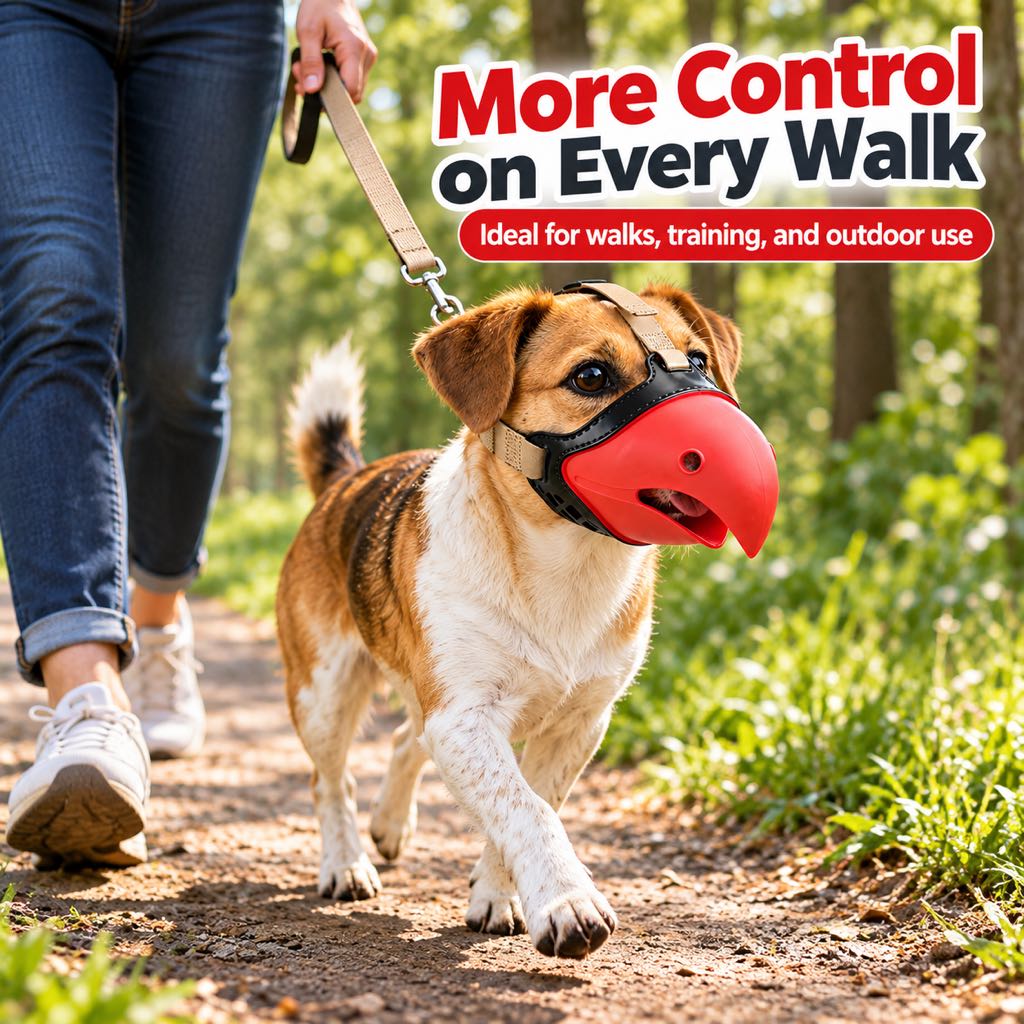 Ortekor Adjustable Parrot Beak Dog Muzzle for Walks & Training - Helps Reduce Scavenging & Biting