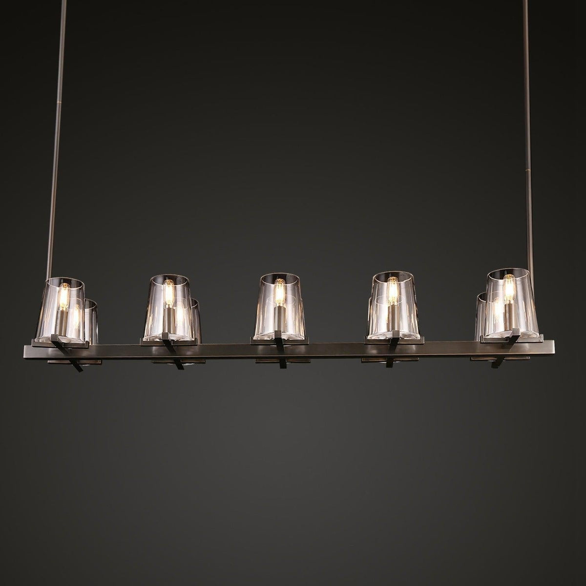 Linear Crystal Chandelier 49-60 Inch X-Frame Dining Room Ceiling Light Brass Nickel Bronze Kitchen Island