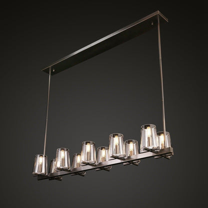 Linear Crystal Chandelier 49-60 Inch X-Frame Dining Room Ceiling Light Brass Nickel Bronze Kitchen Island