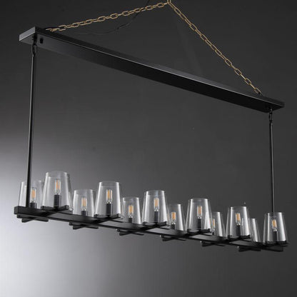 Linear Crystal Chandelier 49-60 Inch X-Frame Dining Room Ceiling Light Brass Nickel Bronze Kitchen Island
