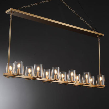 Linear Crystal Chandelier 49-60 Inch X-Frame Dining Room Ceiling Light Brass Nickel Bronze Kitchen Island
