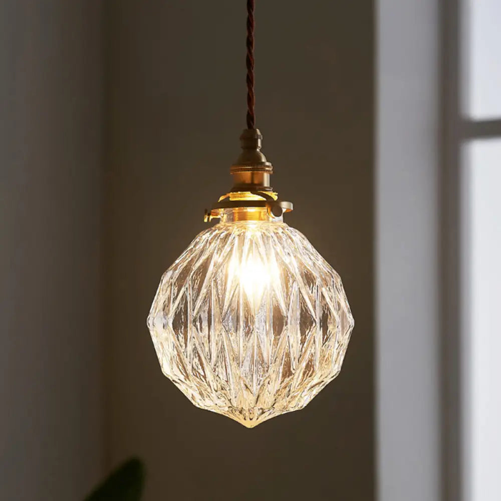 Industrial Glass Globe Pendant Light Fixture Clear Sphere Hanging Lamp Dining Room Kitchen Island Ceiling Lighting E26 Socket