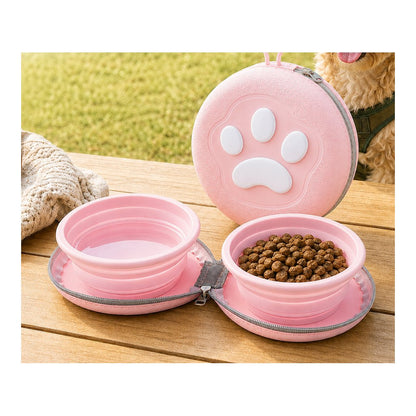 Ortekor Paw-Shaped Collapsible Pet Travel Bowl Set for Walks, Camping & Road Trips - Feed Anywhere Without Bulky Bowls