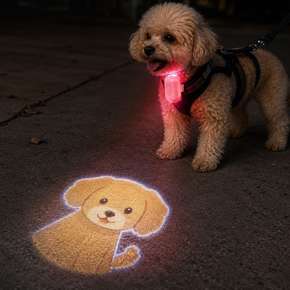 Ortekor PawGlow Pink Breed Projector Dog Light for Night Walks - USB Rechargeable Clip-On Pet Light for Extra Visibility & Fun