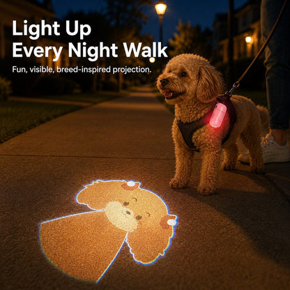 Ortekor PawGlow Pink Breed Projector Dog Light for Night Walks - USB Rechargeable Clip-On Pet Light for Extra Visibility & Fun